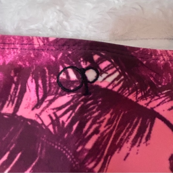 OP Swimsuit Bottoms Large L‎ (11-13) Pink Palm Tree Print Black Trim - Picture 4 of 4